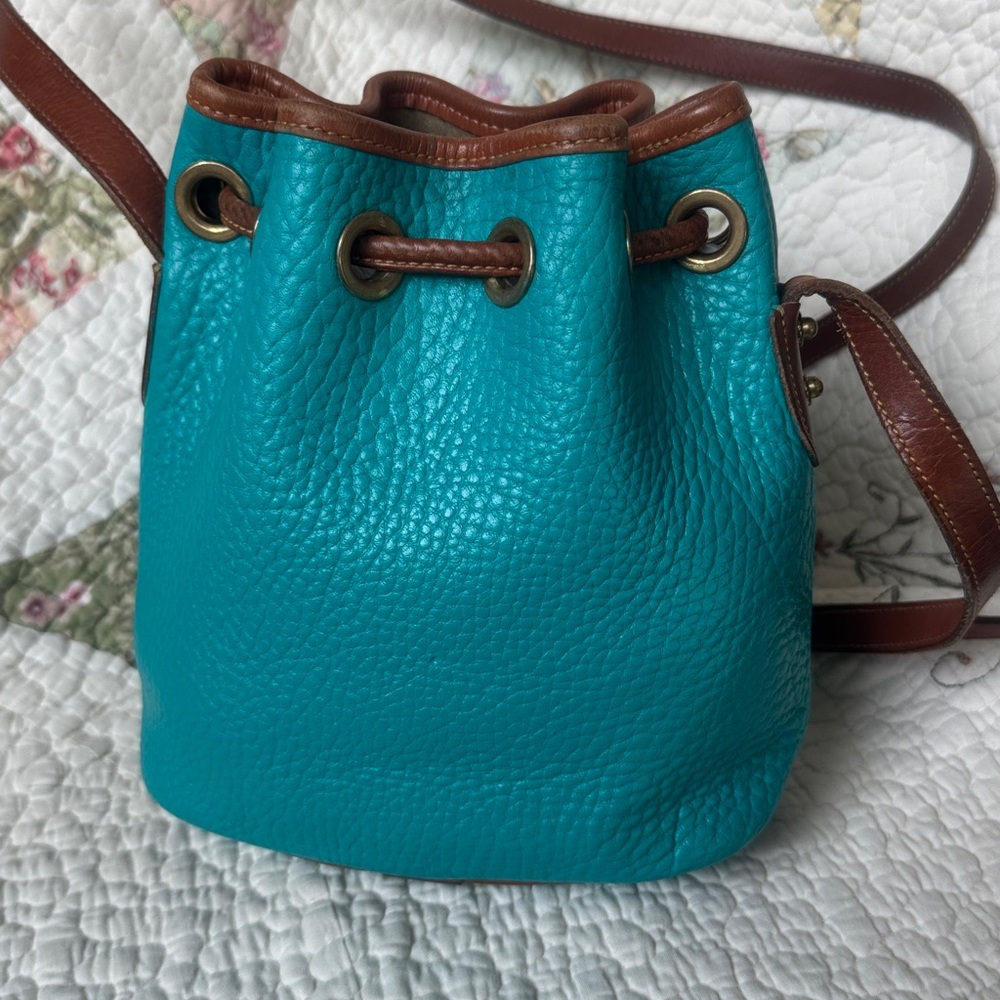 Vintage Dooney & Bourke AWL Teal Mini Bucket Bag - Picture 3 of 6